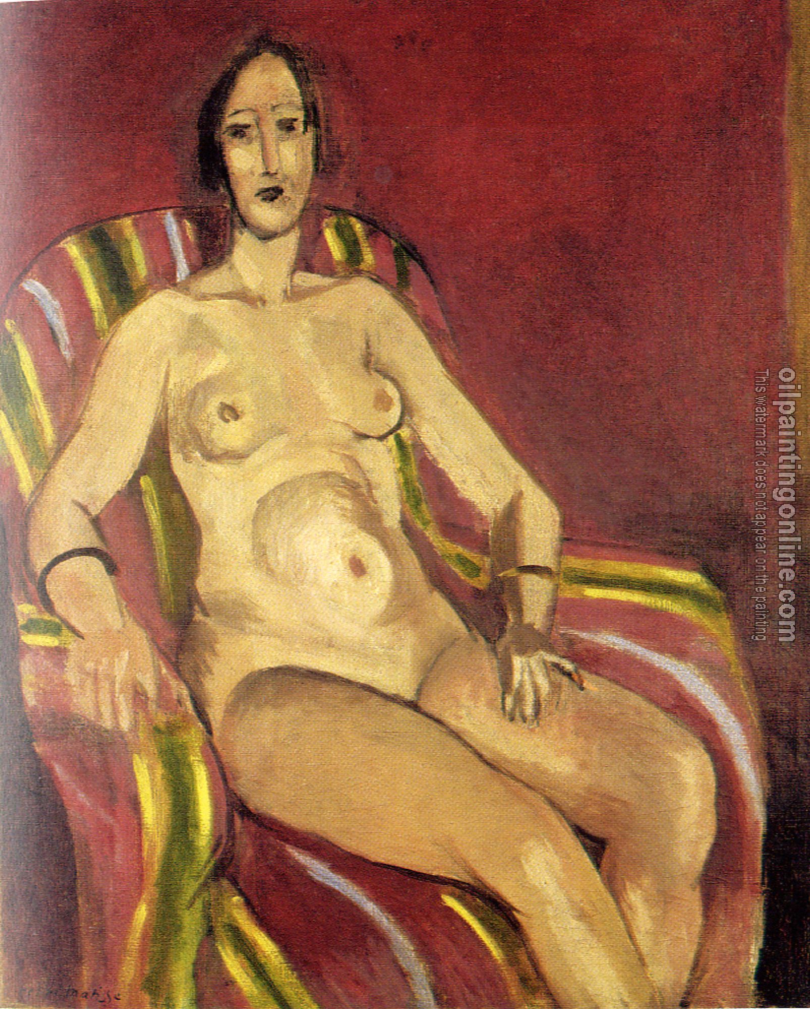 Matisse, Henri Emile Benoit - seated nude on a red background